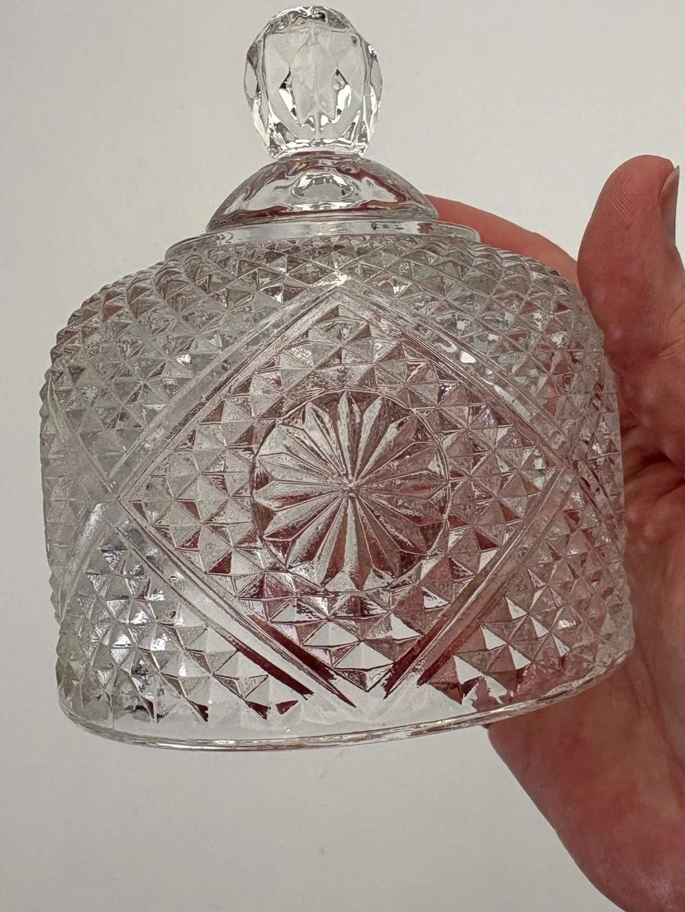 Vintage Fostoria Avon Clear Glass Ornate Domed Butter or Cheese Dish